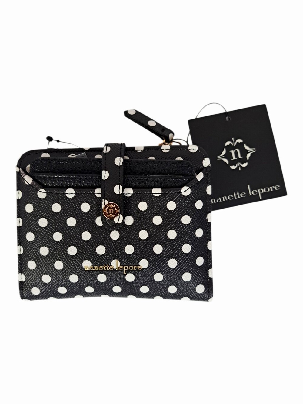 Nanette Lepore Polka Dot Compact Bifold Wallet - Black & White
